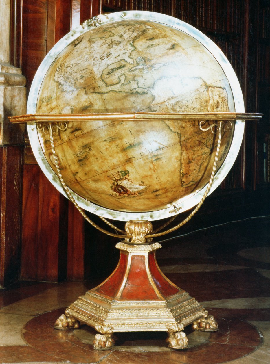 Jordklode, 1688 (papirmache med træstativ) (par til 90827) af Vincenzo Maria Coronelli