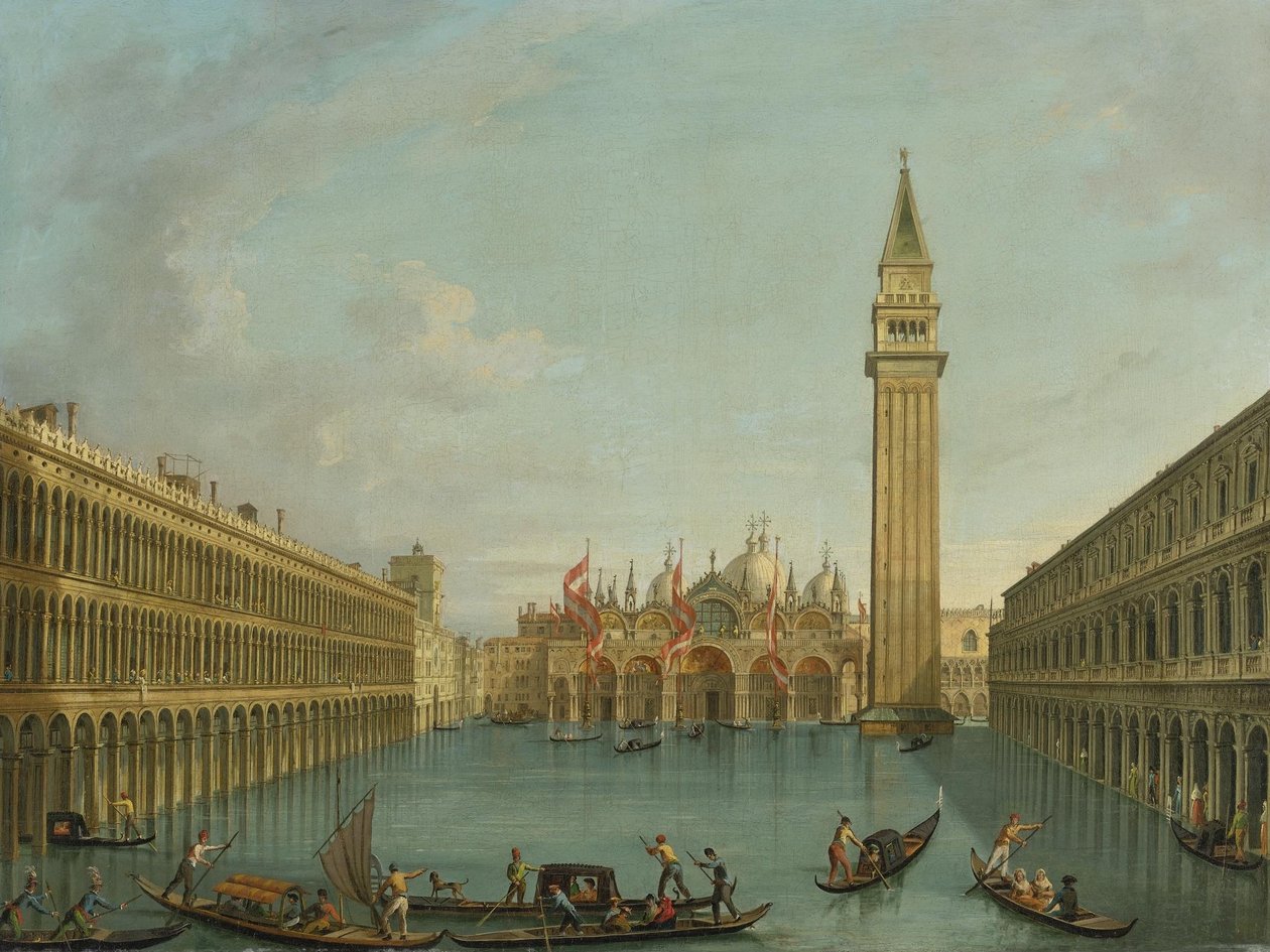 Udsigt over den oversvømmede Piazza San Marco af Vincenzo Chilone