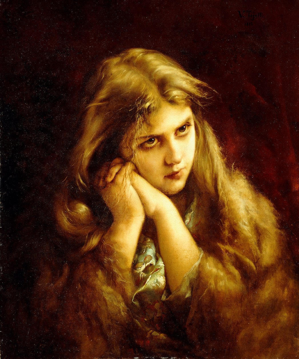 Et eftertænksomt øjeblik, 1882 af Virgilio Tojetti