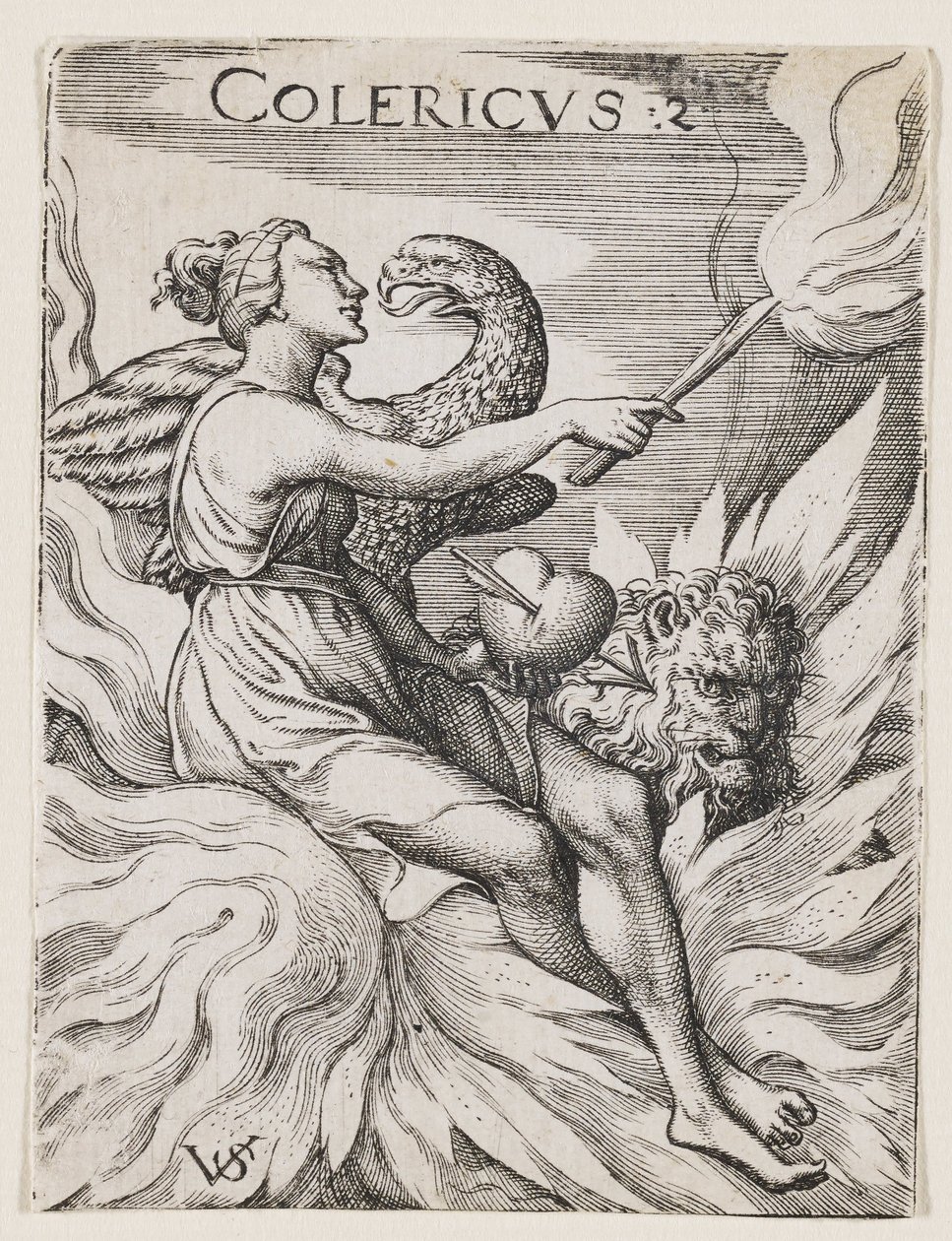 Kolerisk temperament, ca. 1530-62 (gravering) af Virgilius the elder Solis