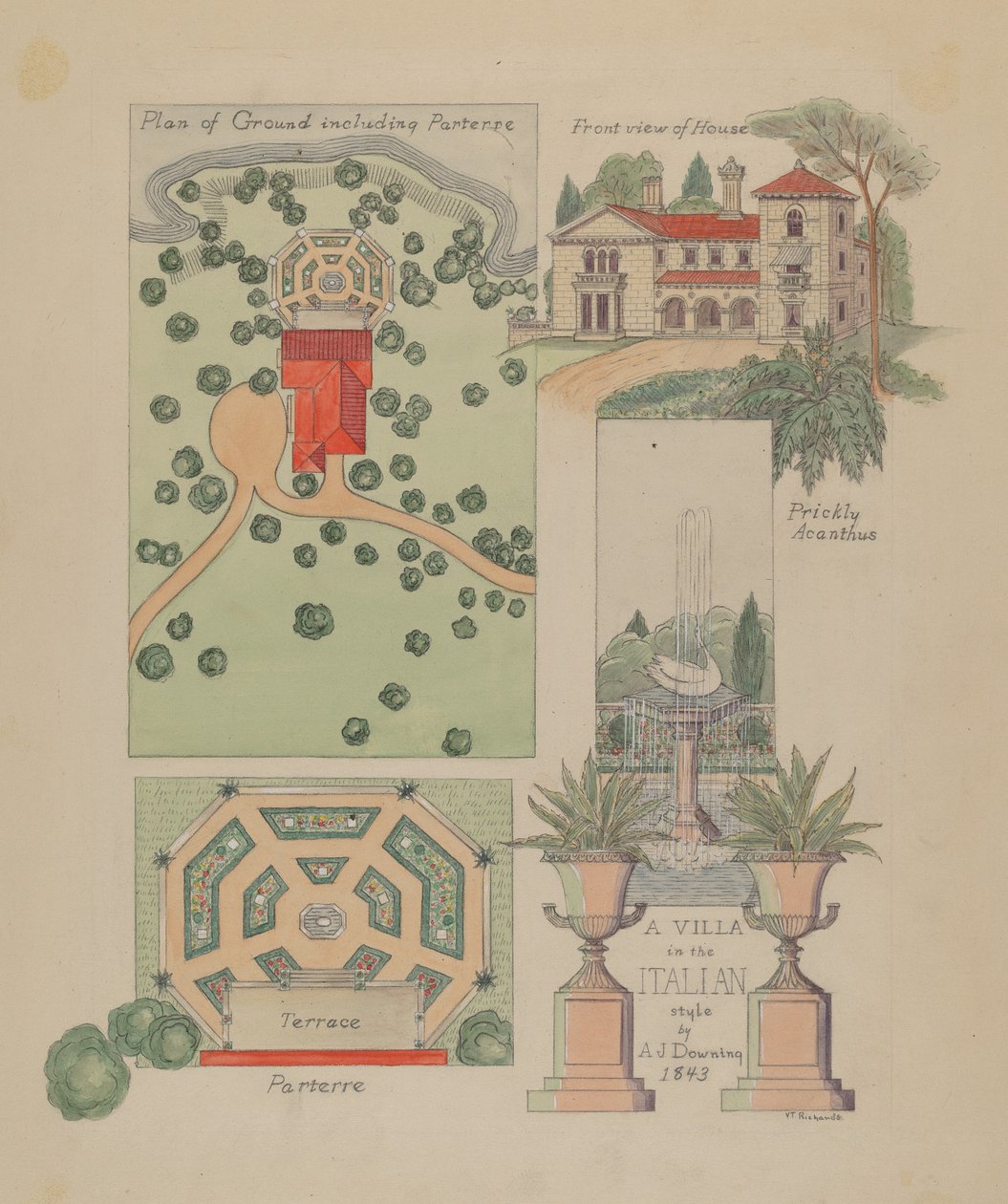 Italiensk villadesign, ca. 1936. af Virginia Richards