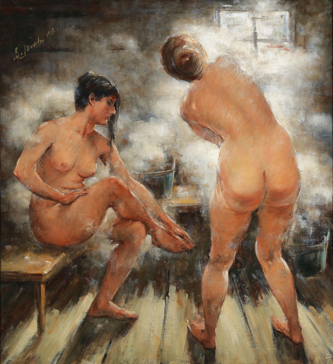 I et russisk dampbad, 1918. af Vitali Gavrilovich Tikhov
