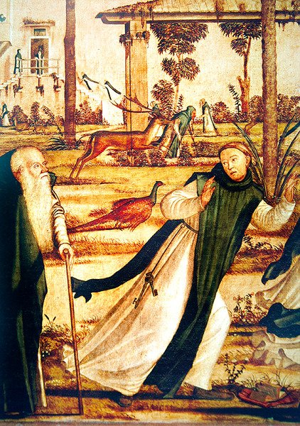 Detalje af Sankt Jerome, der tæmmer løven, ca. 1501-09 af Vittore Carpaccio