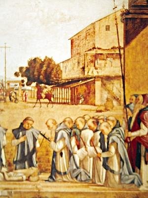 Detalje af begravelsen af Sankt Hieronymus, c.1507-09 af Vittore Carpaccio