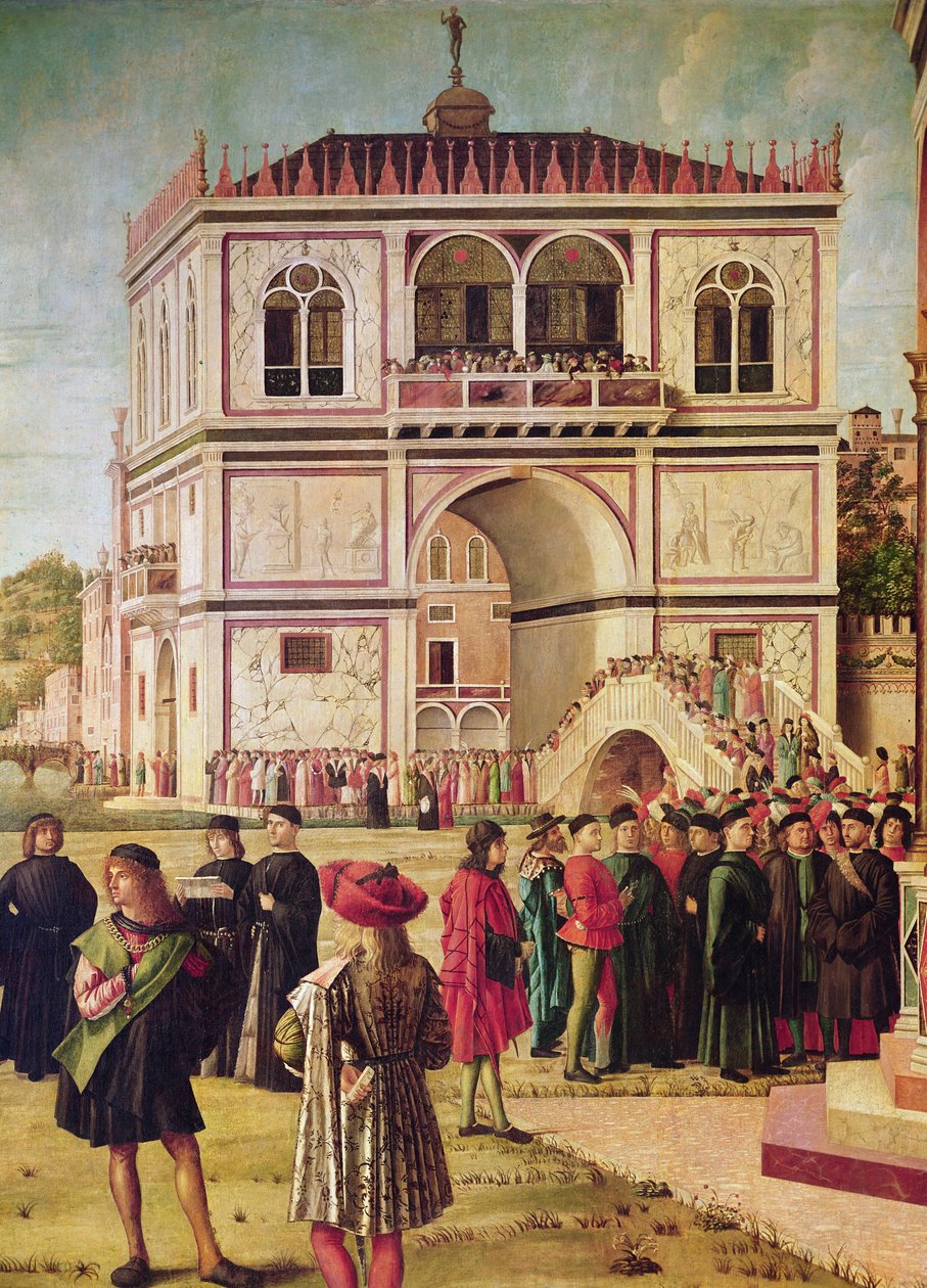 Detalje af de engelske ambassadørers tilbagevenden, fra St. Ursula-cyklussen, ca. 1490-96 (detalje af 51114) af Vittore Carpaccio