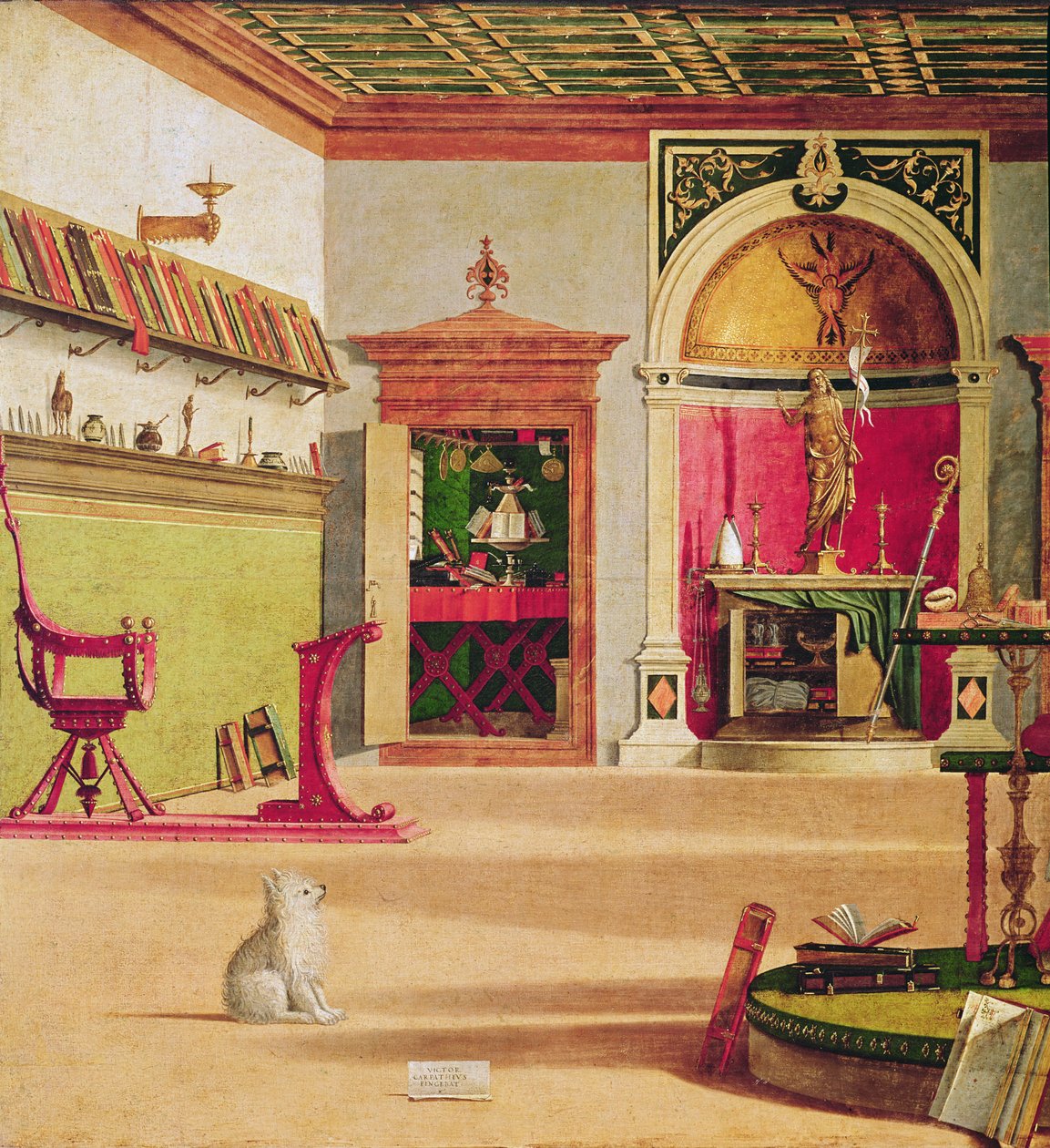 Detalje af visionen af St. Augustine, ca. 1502-08 (detalje af 932) af Vittore Carpaccio