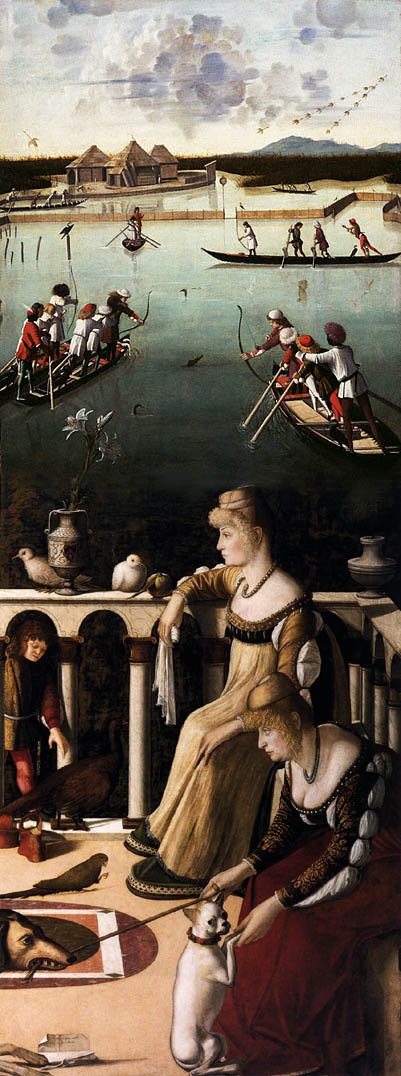 To venetianske damer og jagt i lagunen af Vittore Carpaccio