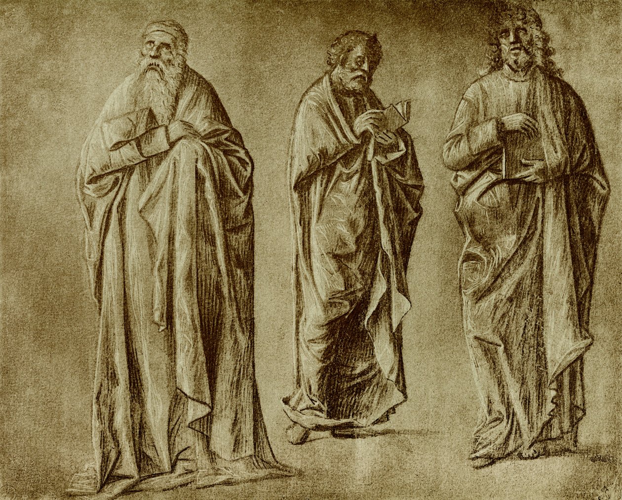Trefigurstudier for helgener af Vittore Carpaccio