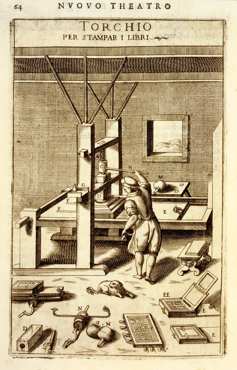 Bogtrykkeri til trykning af bøger, 1607 af Vittorio Zonca