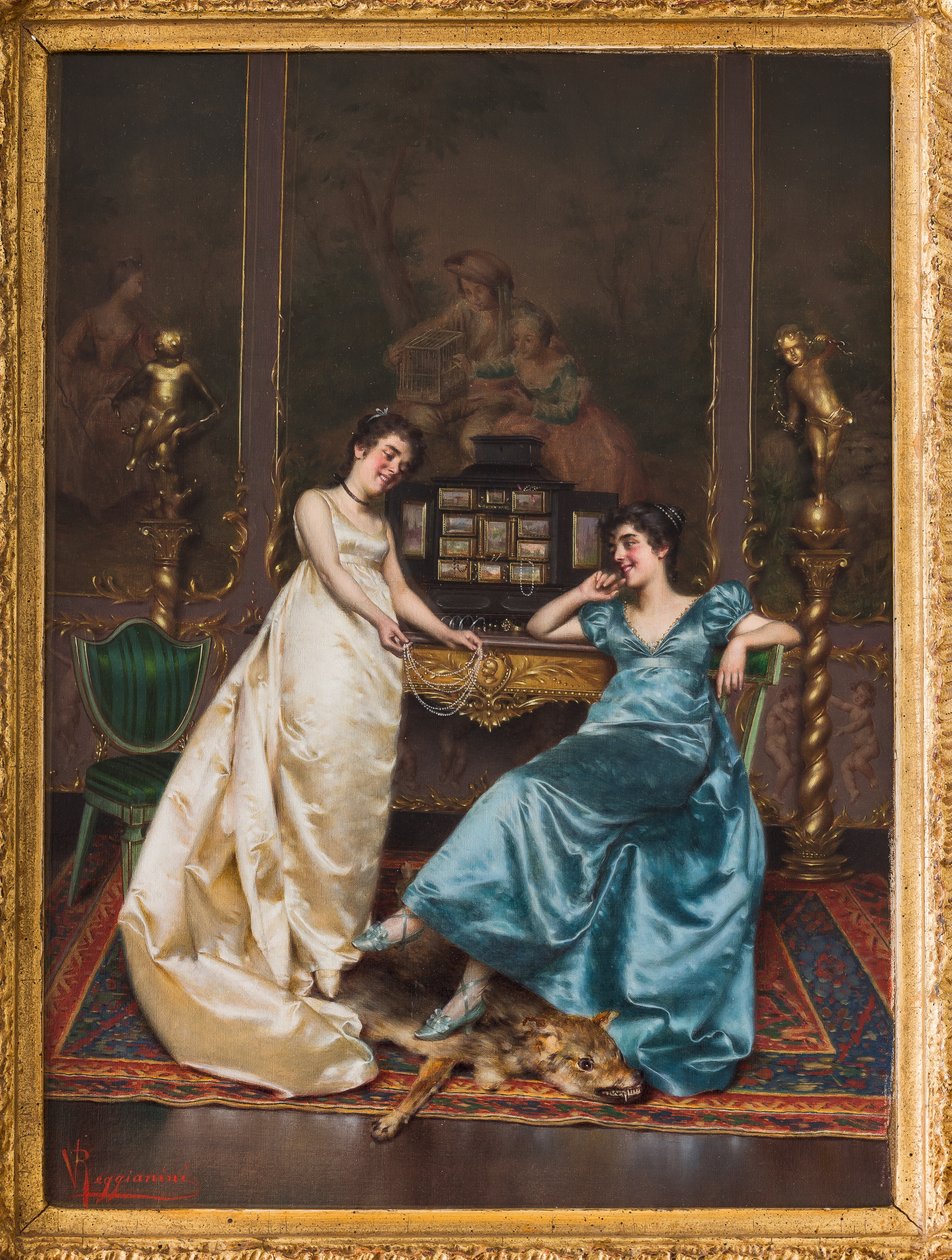 Perlehalskæden (olie på lærred) af Vittorio Reggianini