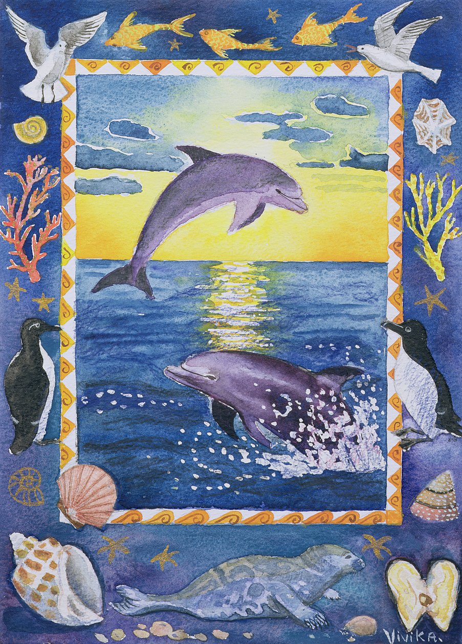 Dolphin, 1999 (wc på papir) af Vivika Alexander