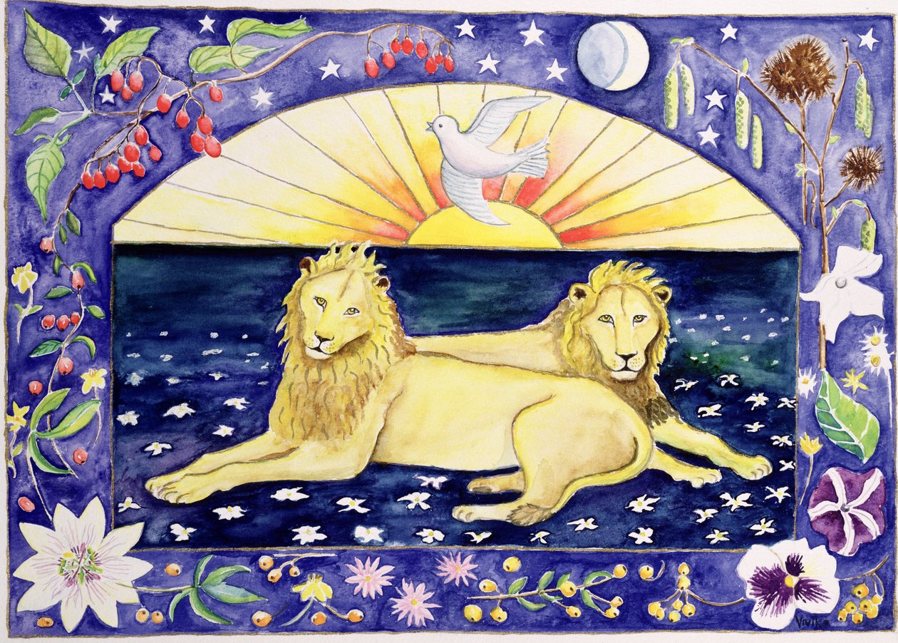 Lions (december måned fra en kalender) af Vivika Alexander