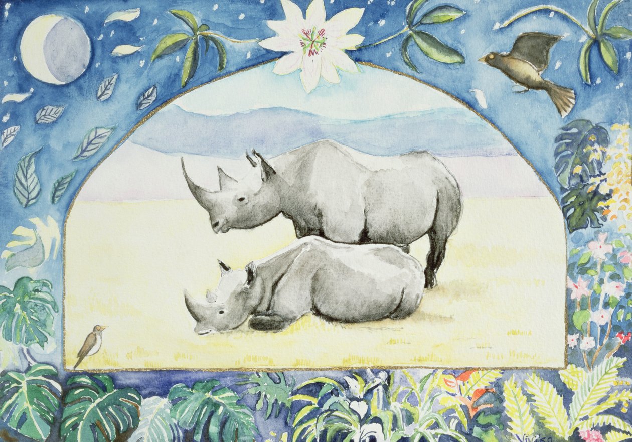 Rhino (februar måned fra en kalender) af Vivika Alexander