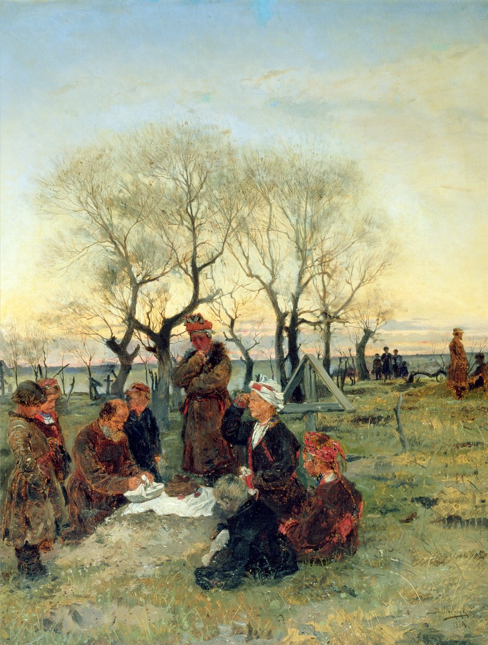 Begravelsesfest ved graven, 1884 af Vladimir Egorovic Makovsky