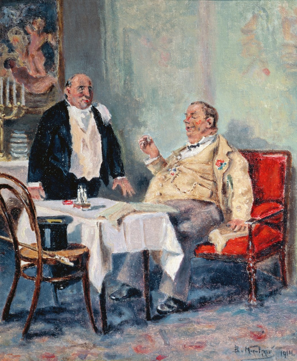 I en restaurant, 1914 af Vladimir Egorovic Makovsky