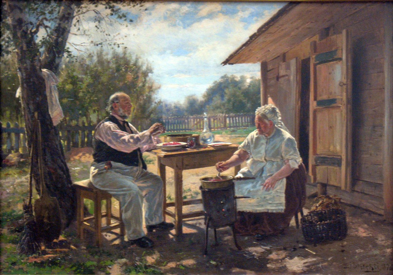 Fremstilling af konserves tysk: Bevar marmelade: n af Vladimir Egorovic Makovsky