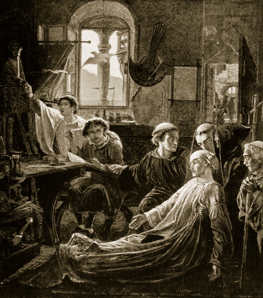 Den ærværdige Bedes død, 735 af W. Bell Scott