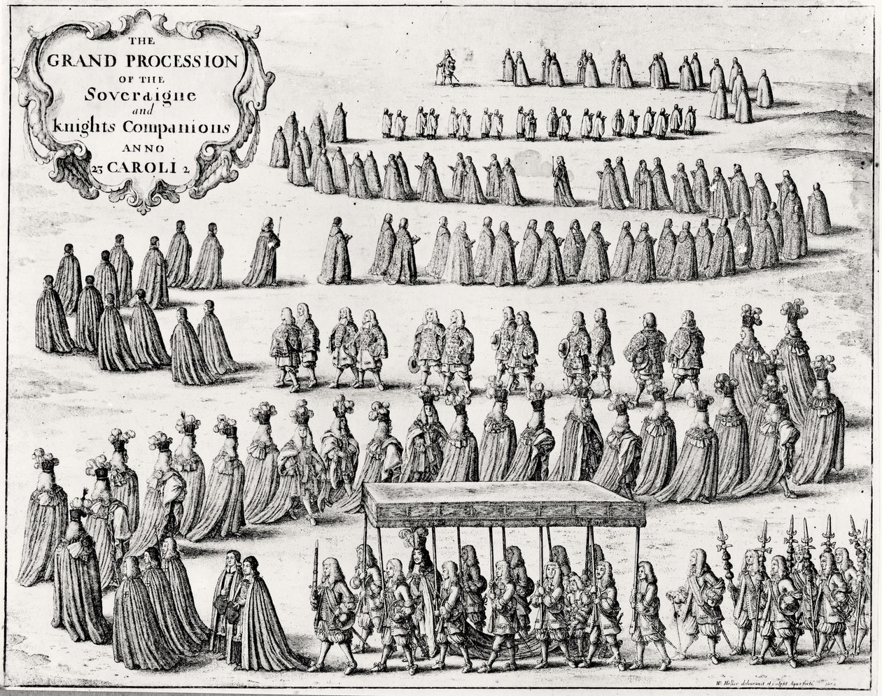 Den store procession af suveræne og ridderledsagere, 1672 af W Hollan