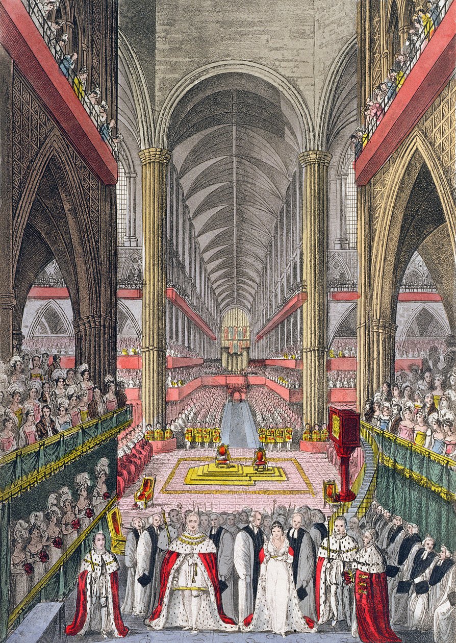 Kroningen af William IV (1765-1837) og Adelaide (1792-1849) i Westminster Abbey i 1830, 1831 (akvatint) af W. Read
