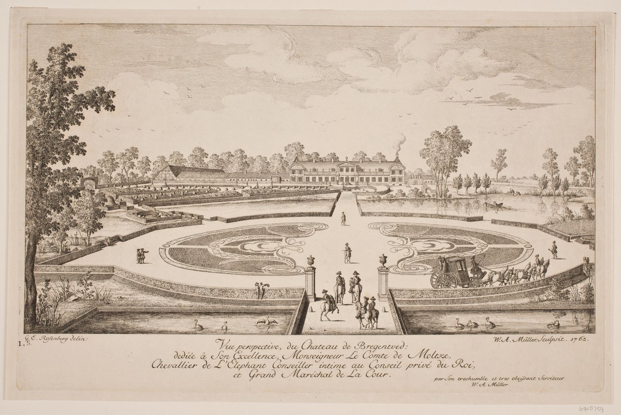 Vue perspective du Chateau de Bregentved af W.A. Müller