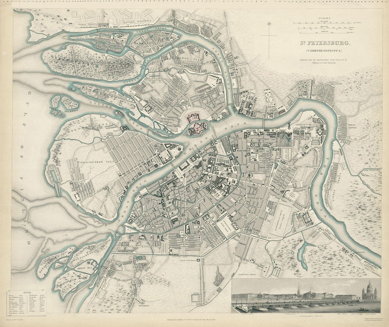 Kort over Petersborg, 1834 af W.B. Clarke