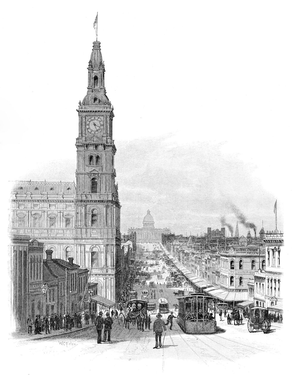 Bourke Street, Melbourne, Victoria, Australien, 1886. af WC Fitler