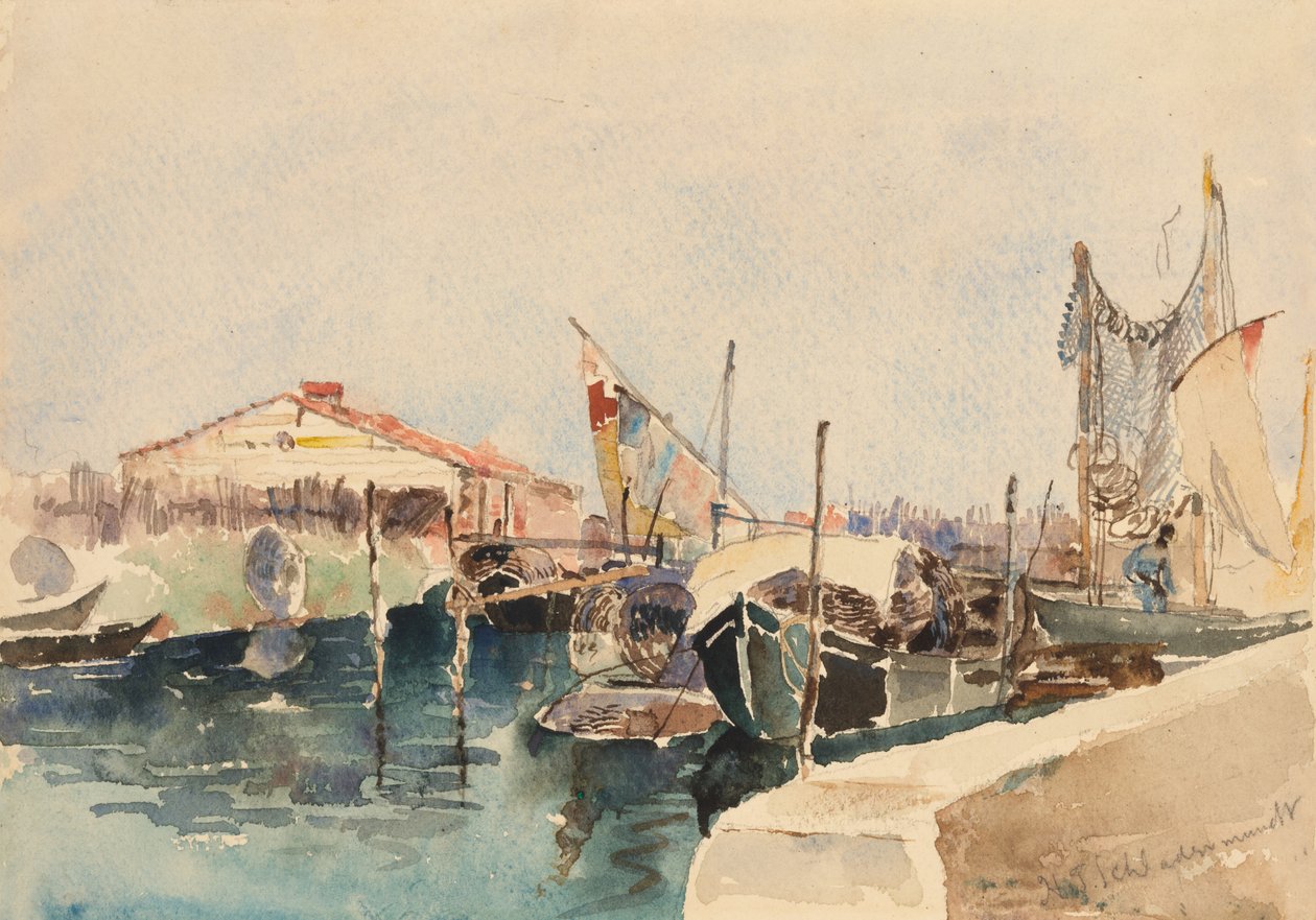 Fiskerbåde i Chioggia af W.J. Schladermandt