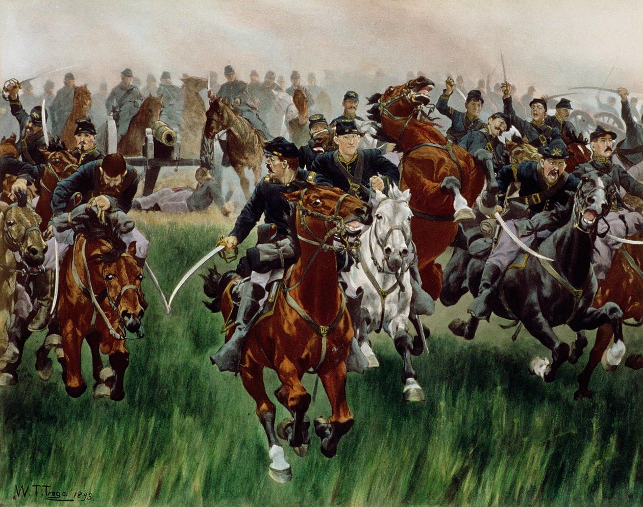 The Cavalry, 1895 (wc på papir) af W.T. Trego