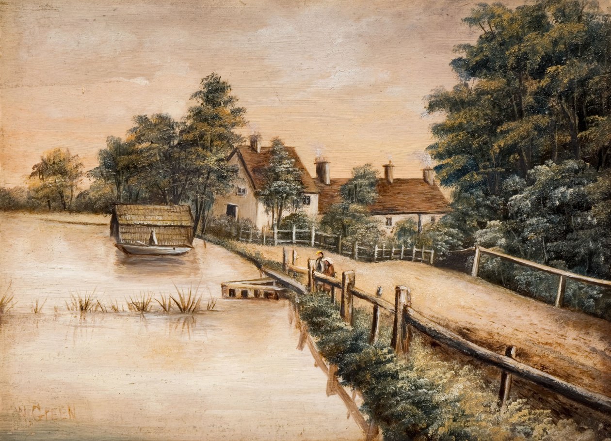 Longmoor Pool, Sutton Park, 1800-tallet. af W. Green