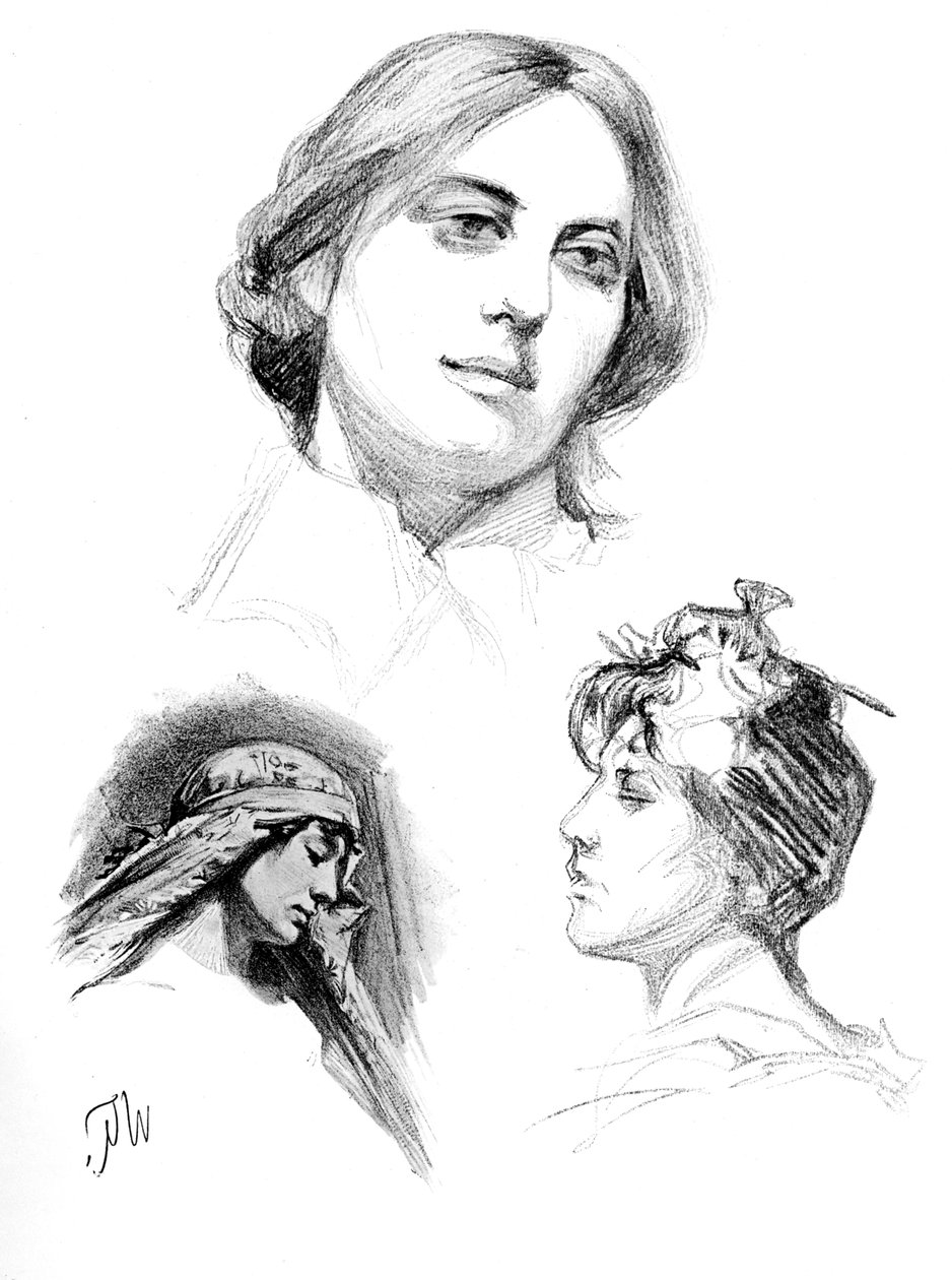 Blyantstudier af tre kvinder, 1902-1903. af W. Gulzow