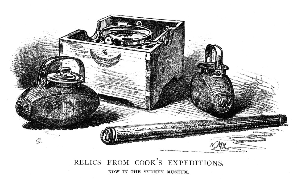 Relikvier fra Cooks ekspeditioner, 1886. af W. Macleod