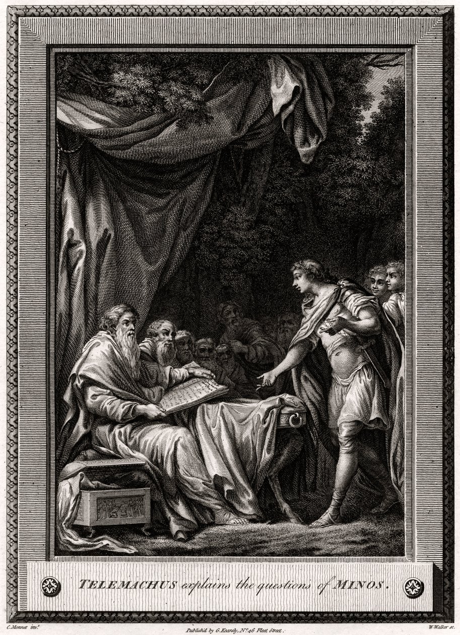 Telemachus forklarer spørgsmålene fra Minos, 1776 af W. Walker