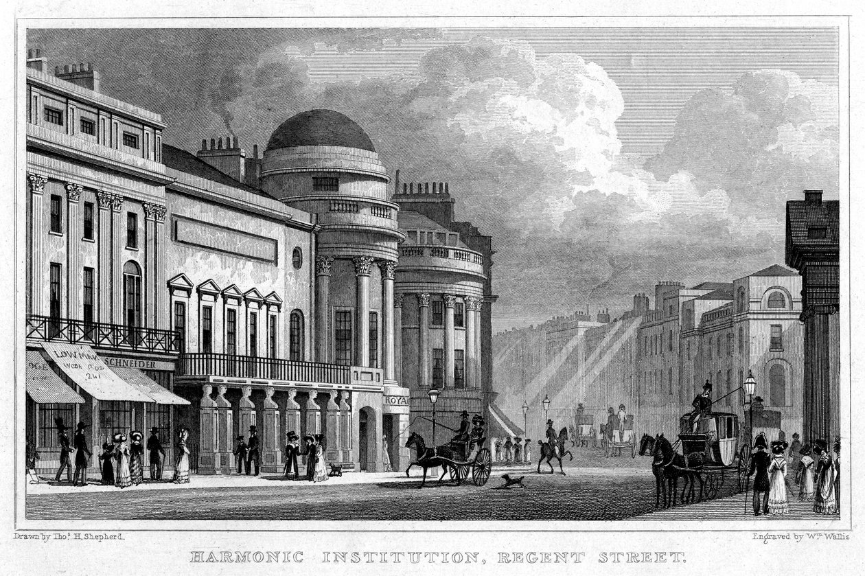 Harmonic Institution, Regent Street, 1828. af W. Wallis