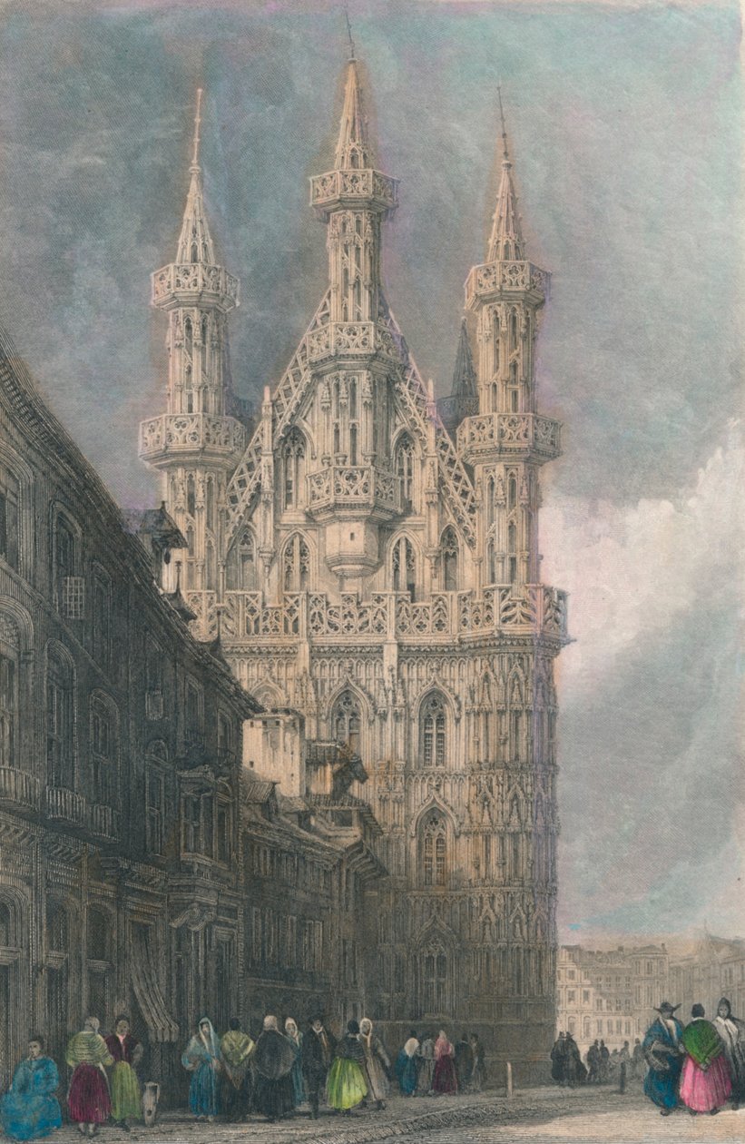 Hotel De Ville, Louvain, 1800-tallet. af W. Wallis