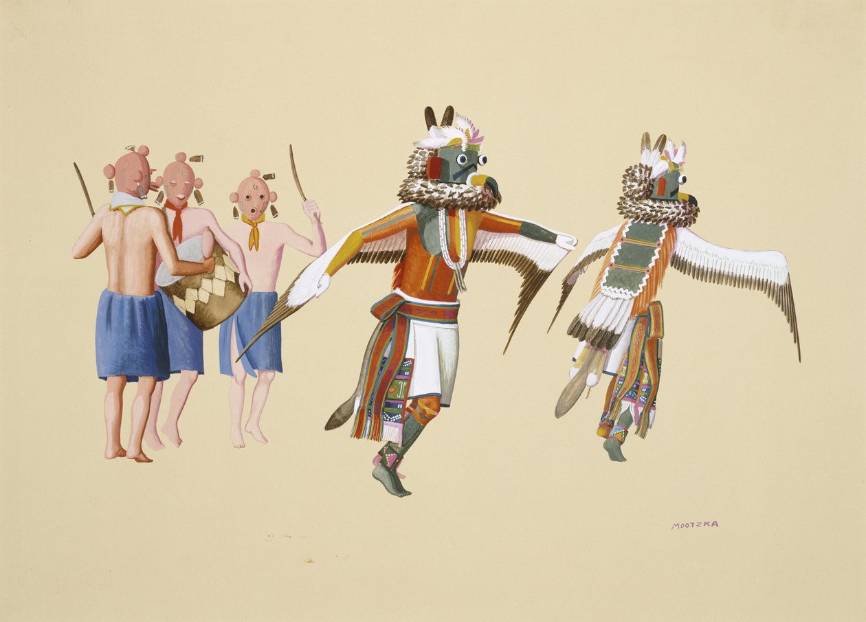 Kwahuh, 1930-40 (tempera på vævet papir) af Waldo Mootzka