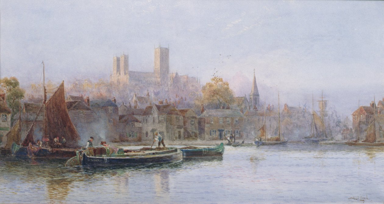 Lincoln Cathedral from the River (wc på papir) af Walker Stuart Lloyd
