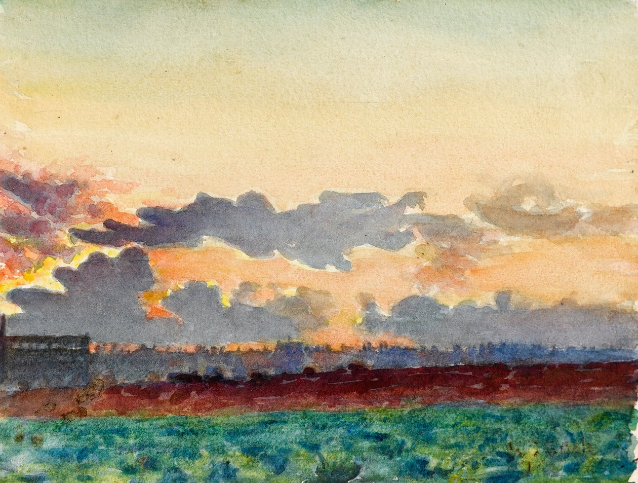 Solnedgang over markerne af Walter Bonner Gash