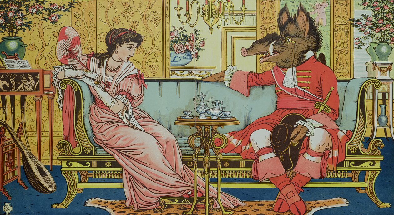 Illustration fra "Skønheden og udyret", ca. 1900 af Walter Crane