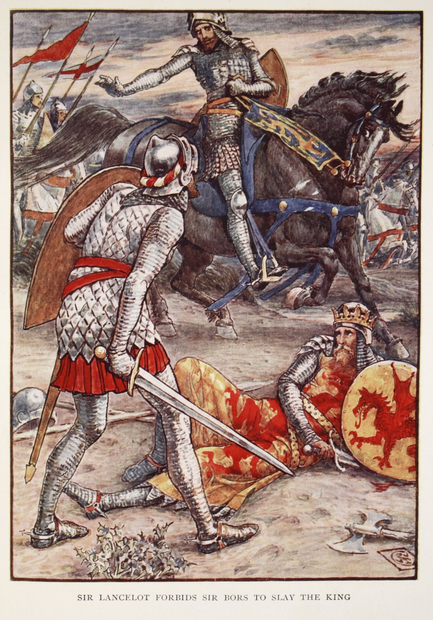 Sir Lancelot forbyder Sir Bors at dræbe kongen, fra 
