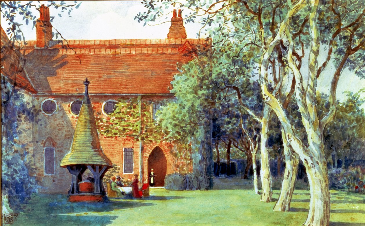 Tea at Red House, 1907 (wc på papir) af Walter Crane