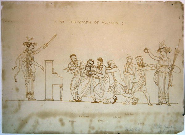 Musikkens triumf (pen og brunt blæk over grafit på papir) af Walter Crane