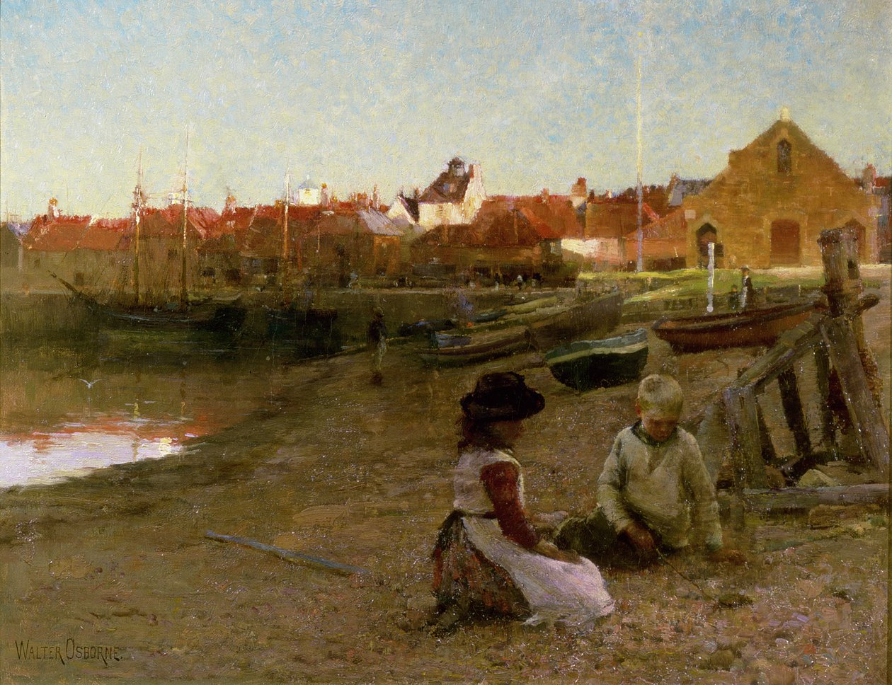 Playing on the Shingle, 1885 af Walter Frederick Osborne