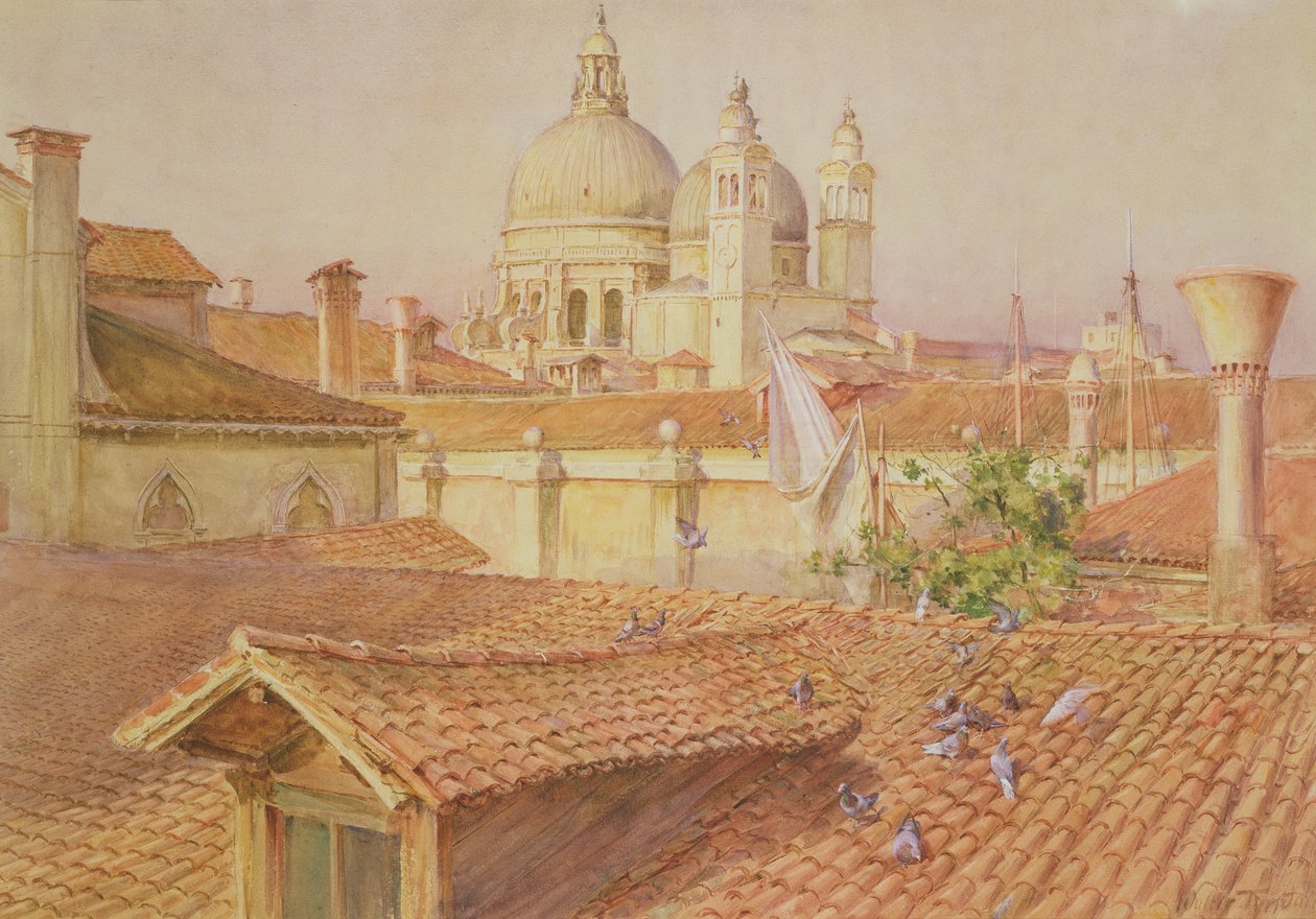 Fra kunstnervinduet ser mod Santa Maria Della Salute, Venedig (wc) af Walter Frederick Roofe Tyndale