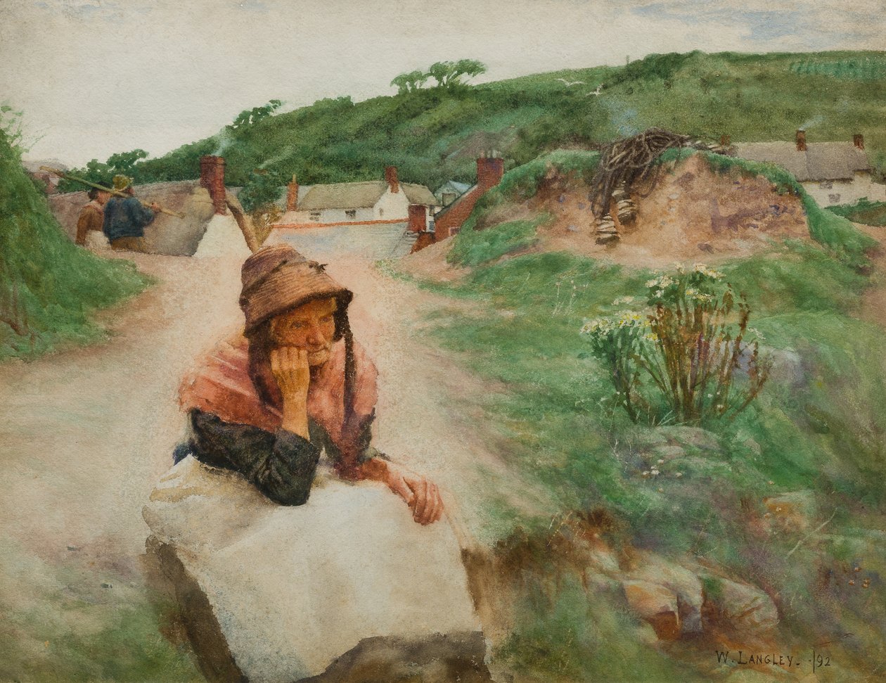 The Past, 1892 (wc på papir) af Walter Langley