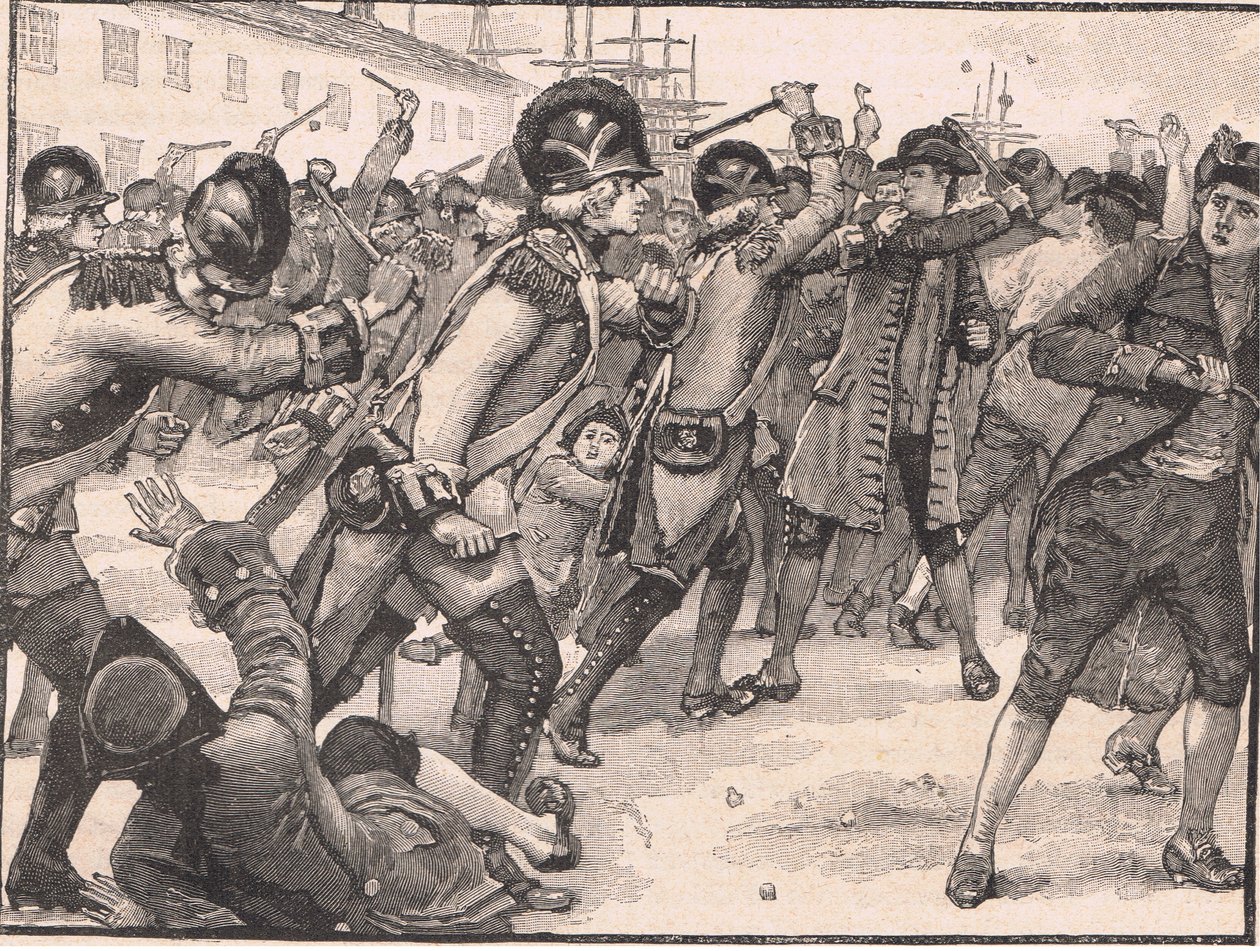 Udfald i Boston mellem soldaterne og rebslagerne 1770 e.Kr af Walter Paget
