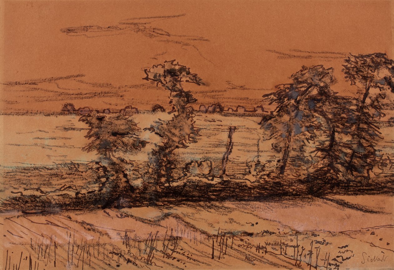 Chagford, Devon, 1916 (blæk, wc og gouache på papir) af Walter Richard Sickert