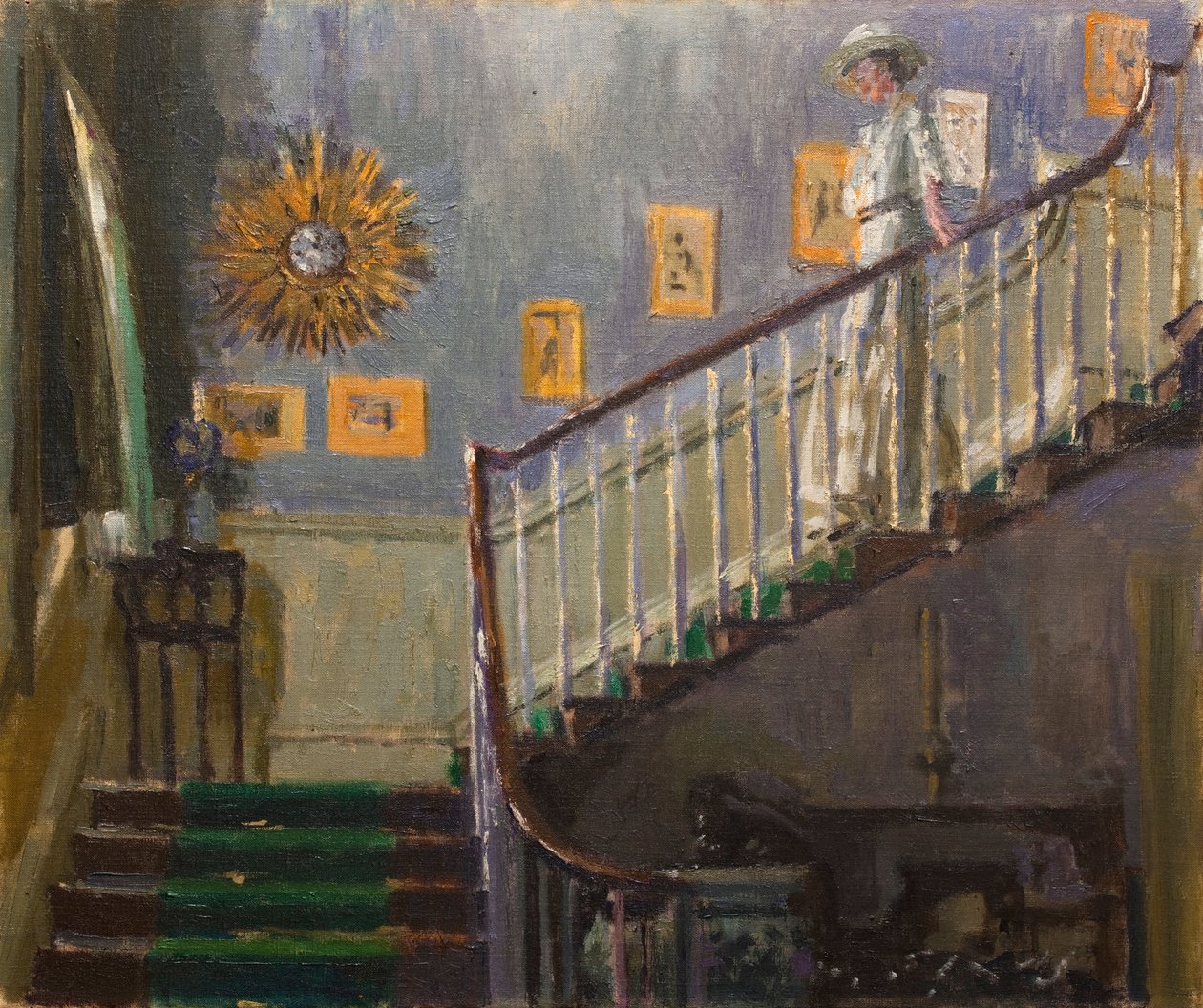 Ethel Sands går ned af trapperne i Newington af Walter Richard Sickert