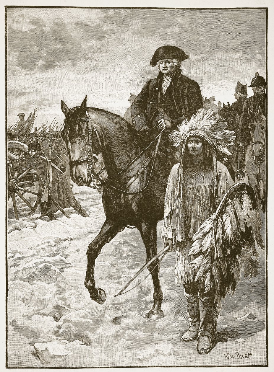 Washington krydser Delaware, 1776, illustration fra 