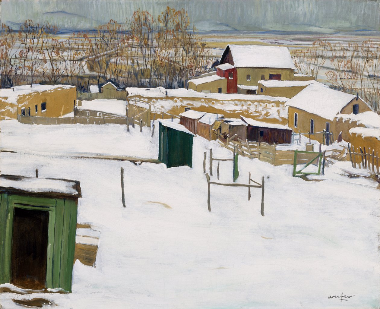 Taos i sneen, ca. 1914-20 af Walter Ufer