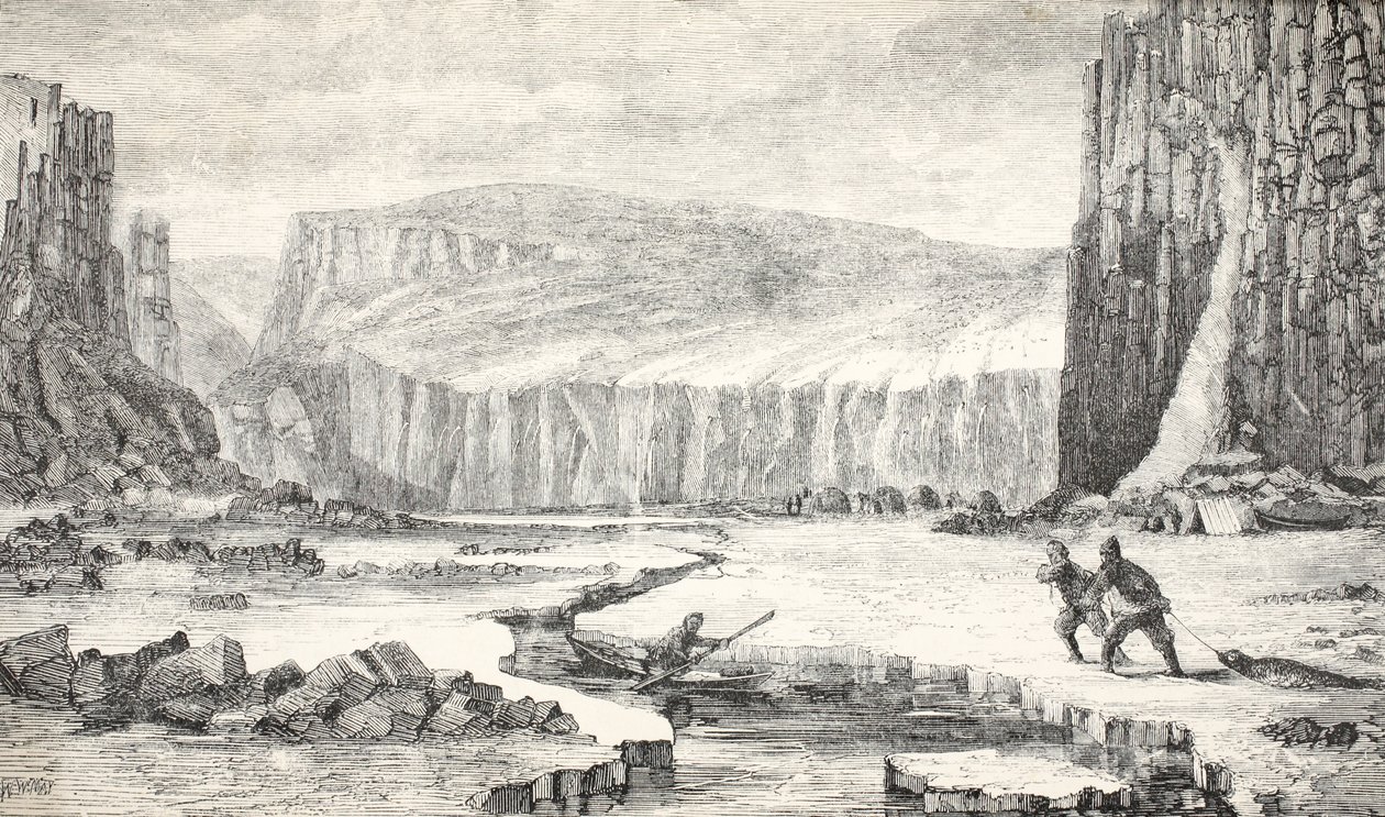 Illustration fra ekspeditionen med dampskibet "Fox", der ledte efter Sir John Franklins forsvundne ekspedition, 1859 af Walter William May